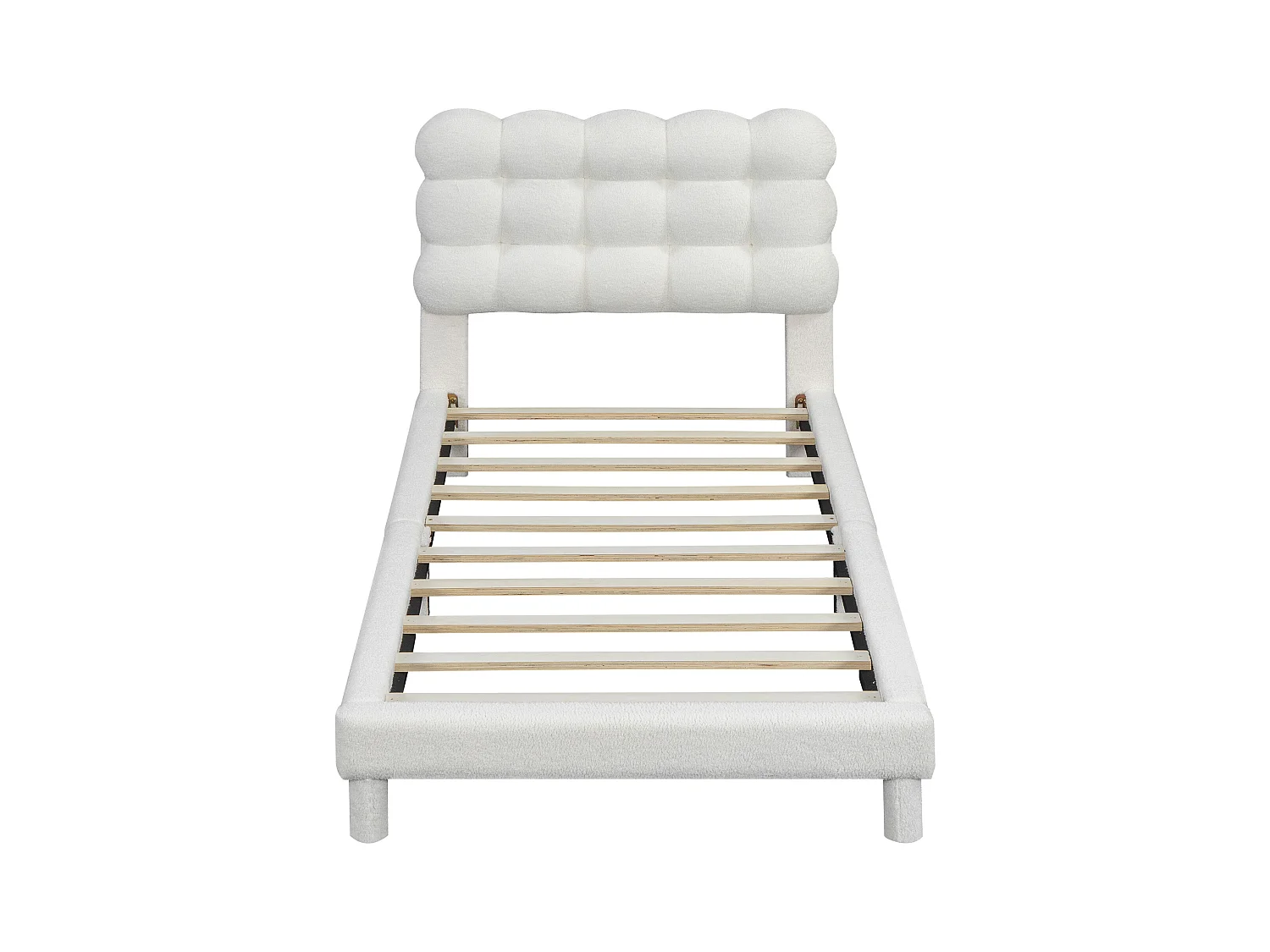 Letto singolo imbottito Sherpa - 90x200 cm - Bianco