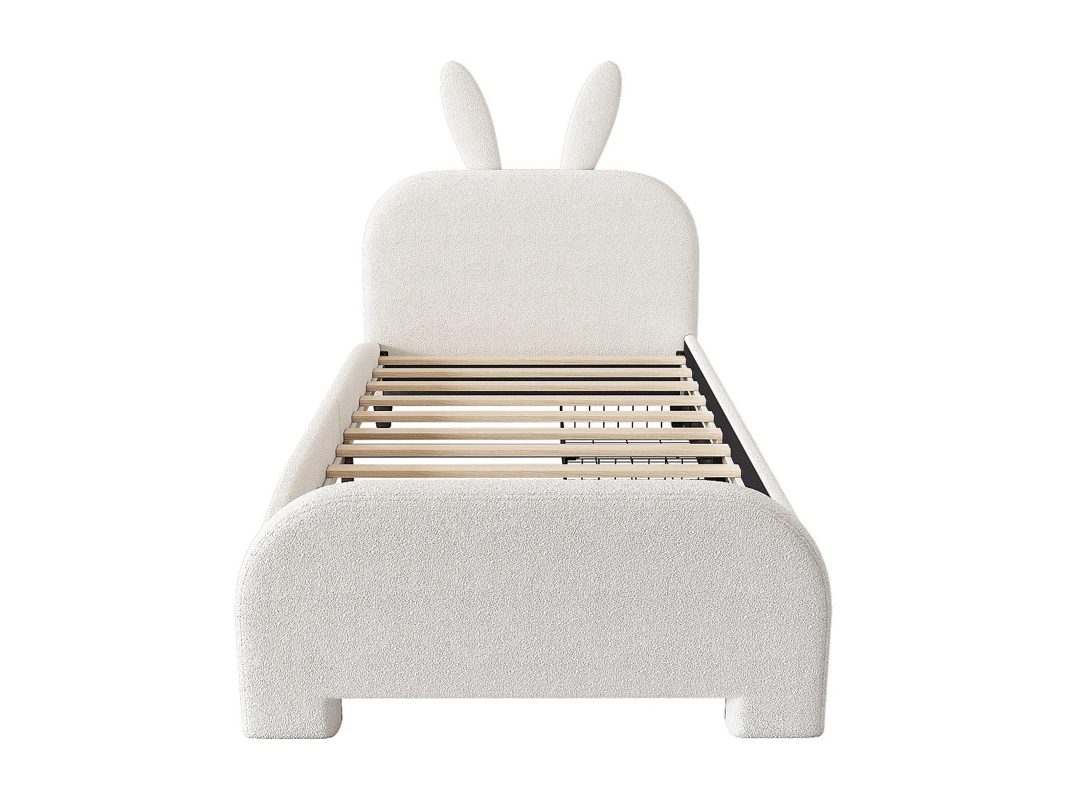 Lit enfant 90x200 cm avec 2 tiroirs - tête en forme de lapin - Blanc