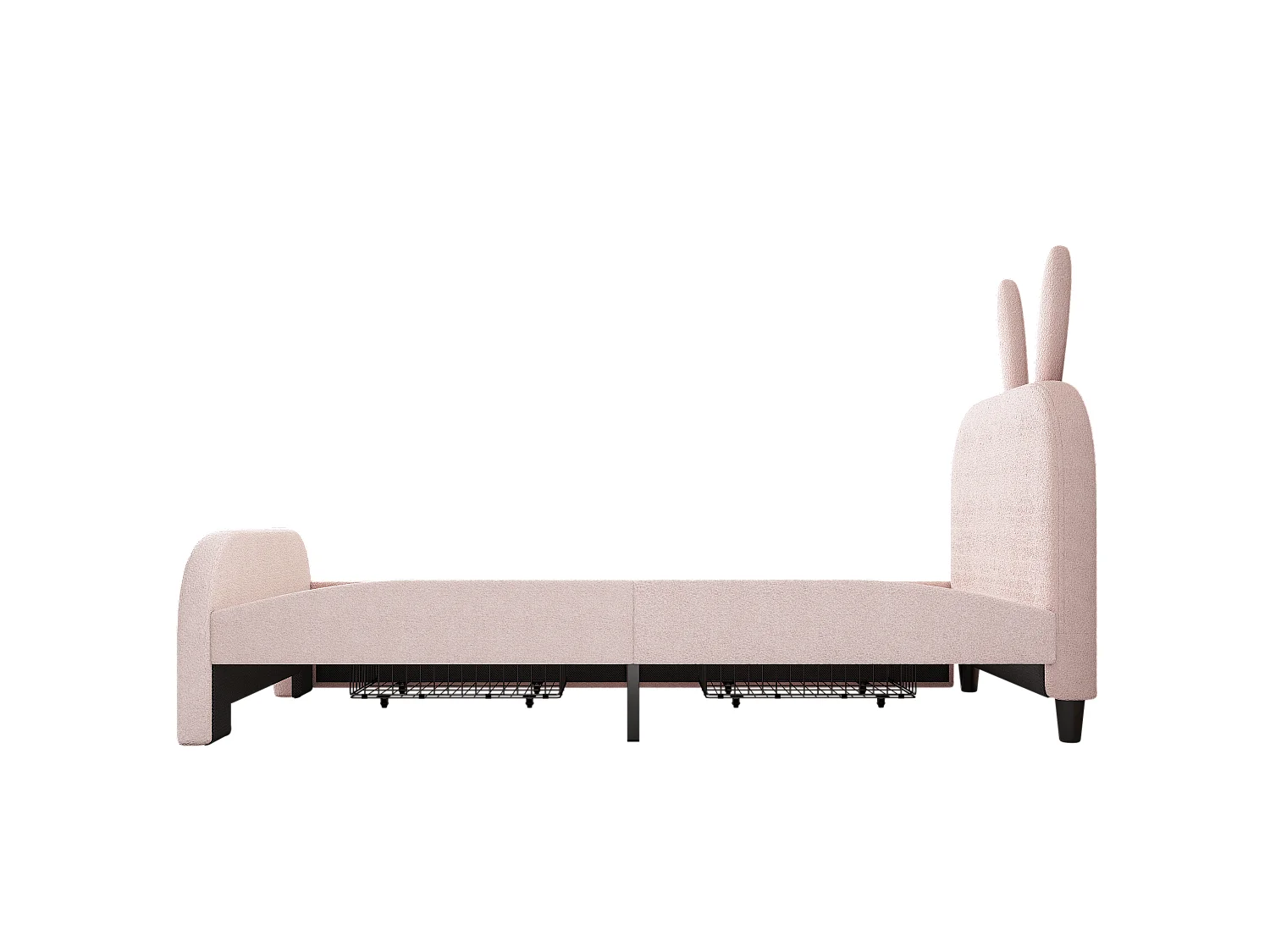 Lit enfant 90x200 cm avec 2 tiroirs - tête en forme de lapin - Rose