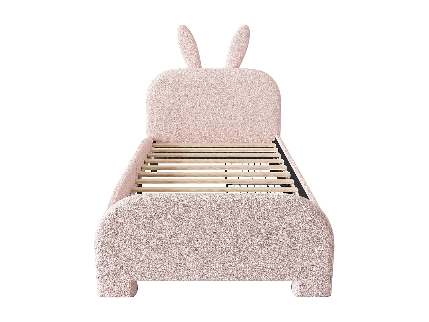 Lit enfant 90x200 cm avec 2 tiroirs - tête en forme de lapin - Rose