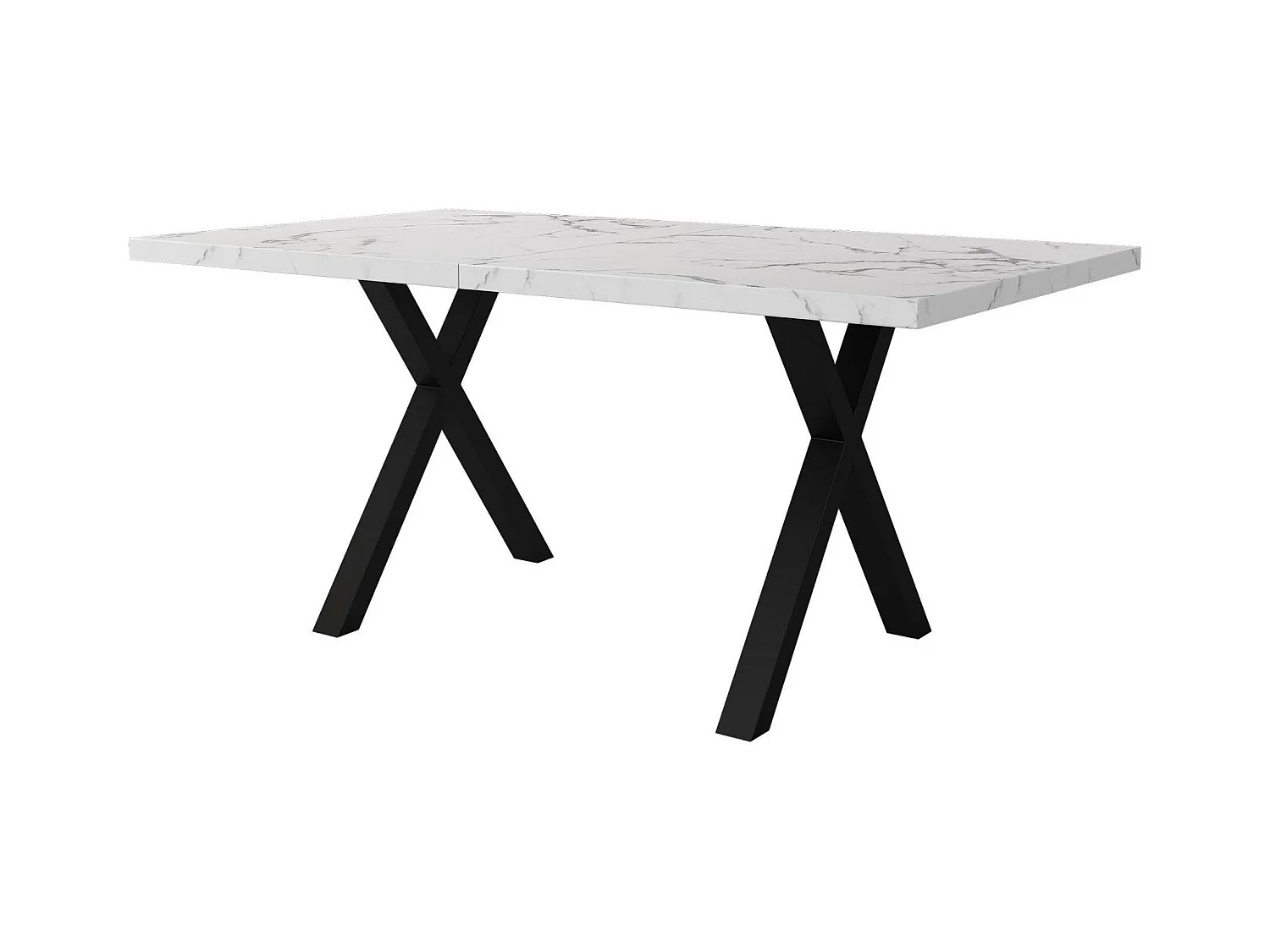 Rechteckiger Esstisch – X-förmige Beine aus Schmiedeeisen – Weiß