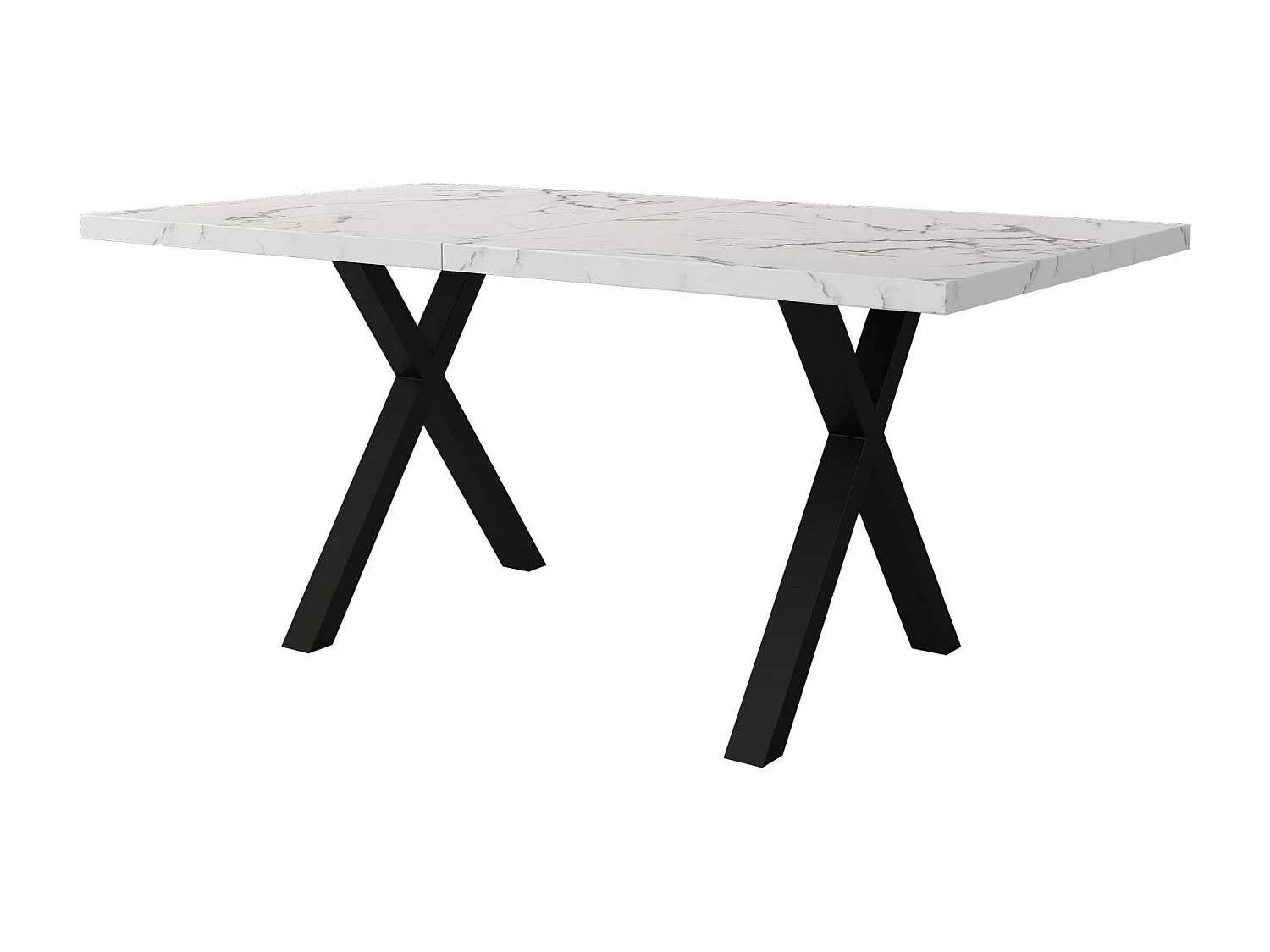 Rechthoekige eettafel - smeedijzeren X-vormige poten - Wit