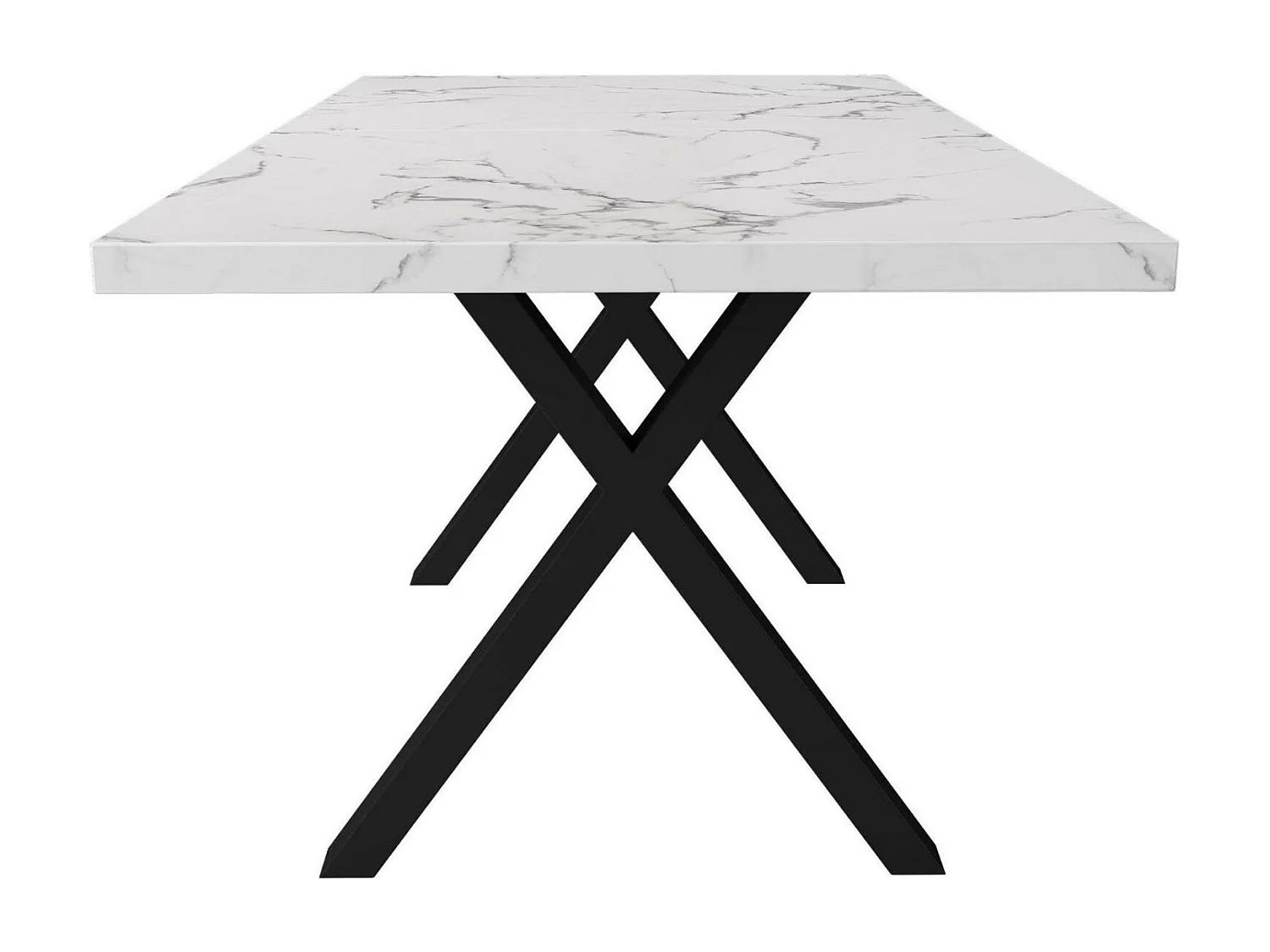 Rechthoekige eettafel - smeedijzeren X-vormige poten - Wit