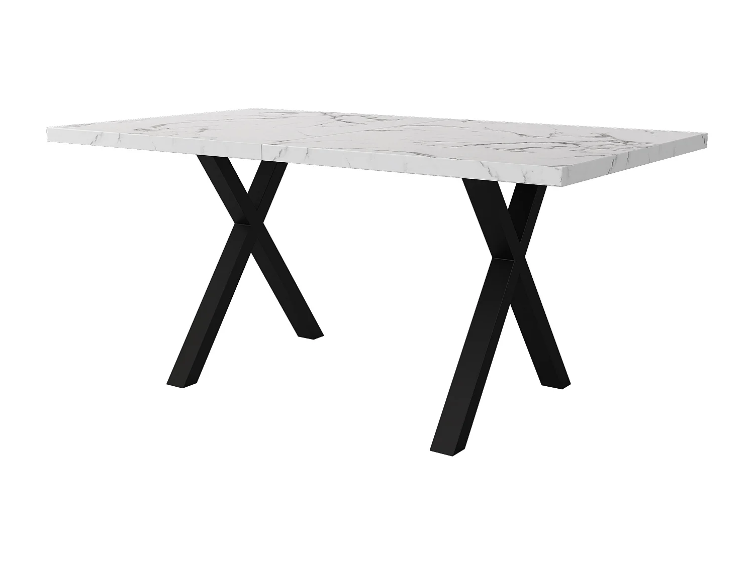 Tavolo da pranzo rettangolare - Gambe a X in ferro battuto - Bianco