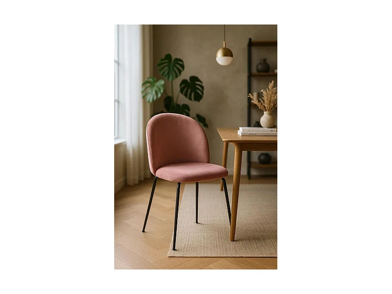 Sillas Comedor - Silla Black Dalnia Terciopelo - Rosa