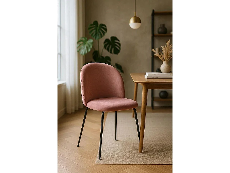 Sillas Comedor - Silla Black Dalnia Terciopelo - Rosa