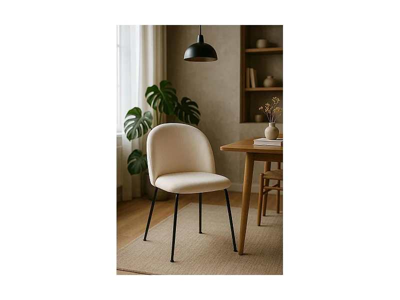 Sillas Comedor - Silla Black Dalnia Terciopelo - Beige