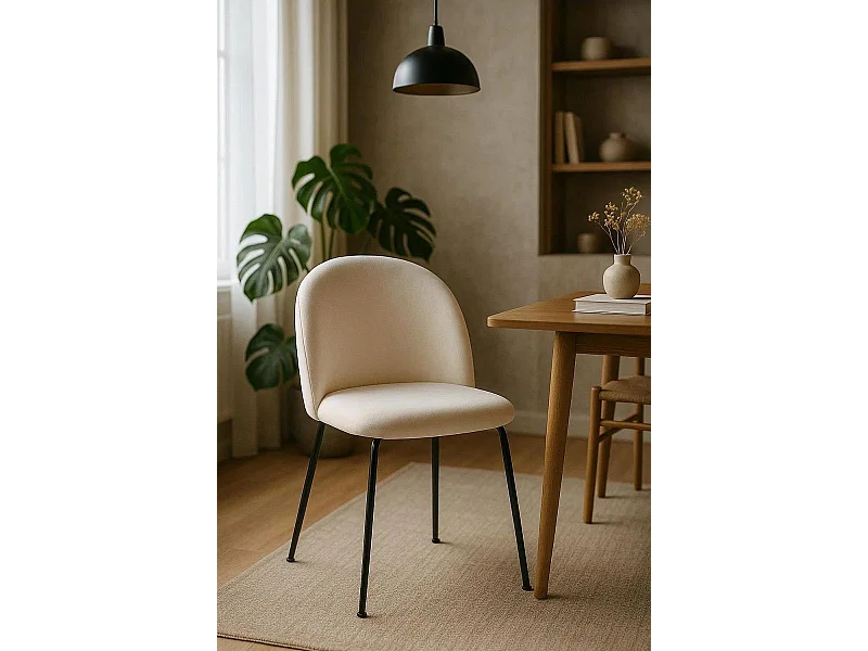 Sillas Comedor - Silla Black Dalnia Terciopelo - Beige