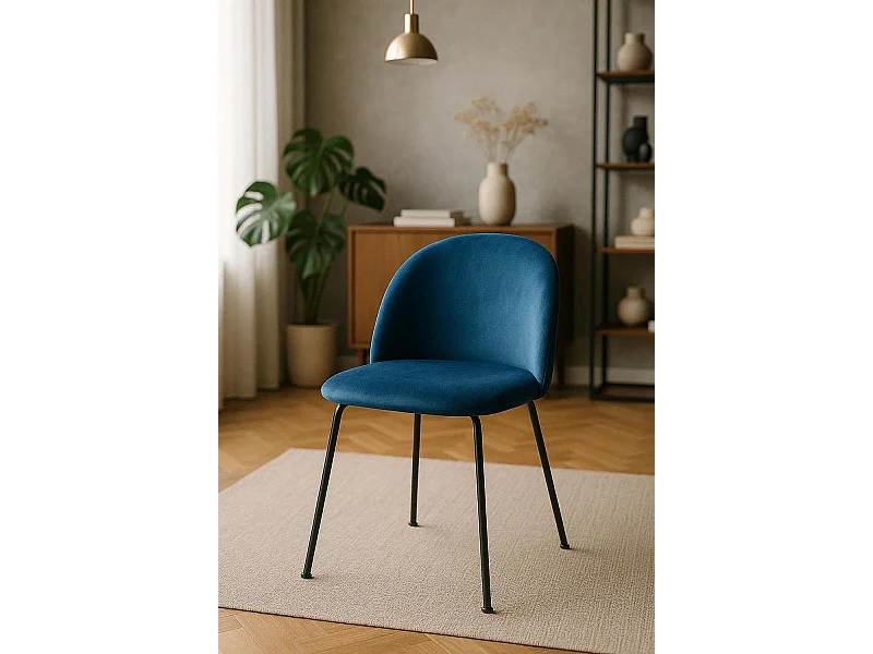 Sillas Comedor - Silla Black Dalnia Terciopelo - Azul