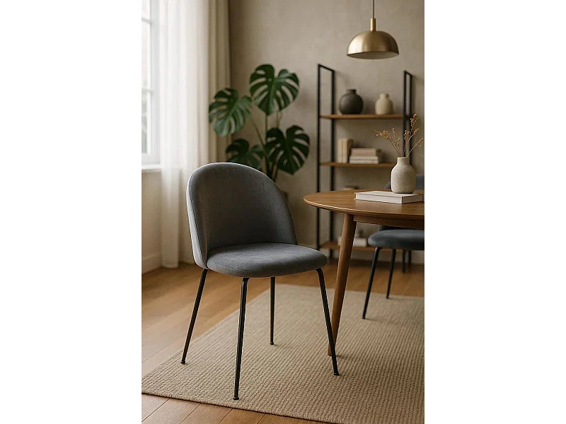 Sillas Comedor - Silla Black Dalnia Terciopelo - Gris oscuro