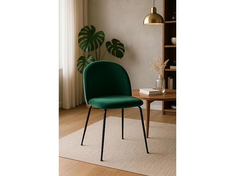 Sillas Comedor - Silla Black Dalnia Terciopelo - Verde