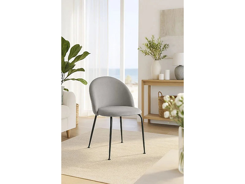 Sillas Comedor - Silla Black Dalnia Terciopelo - Gris claro