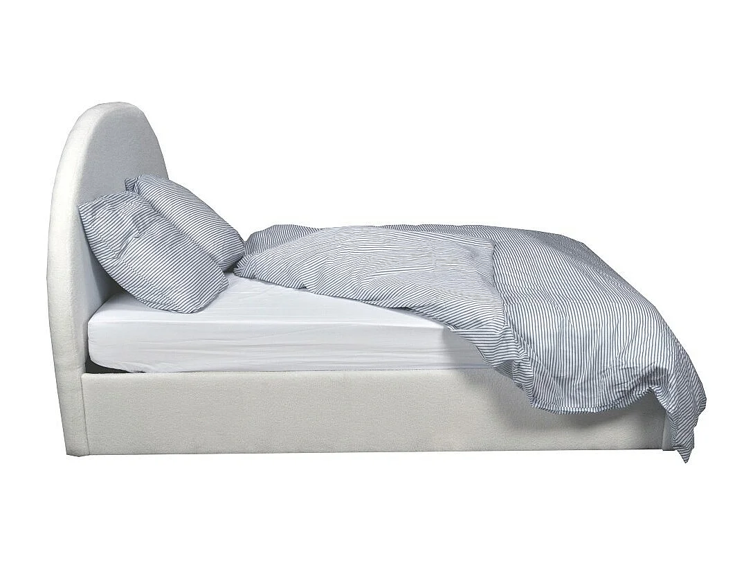 Lit Coffre Sherpa en Tissu Bouclette Blanc 140x190 avec Sommier