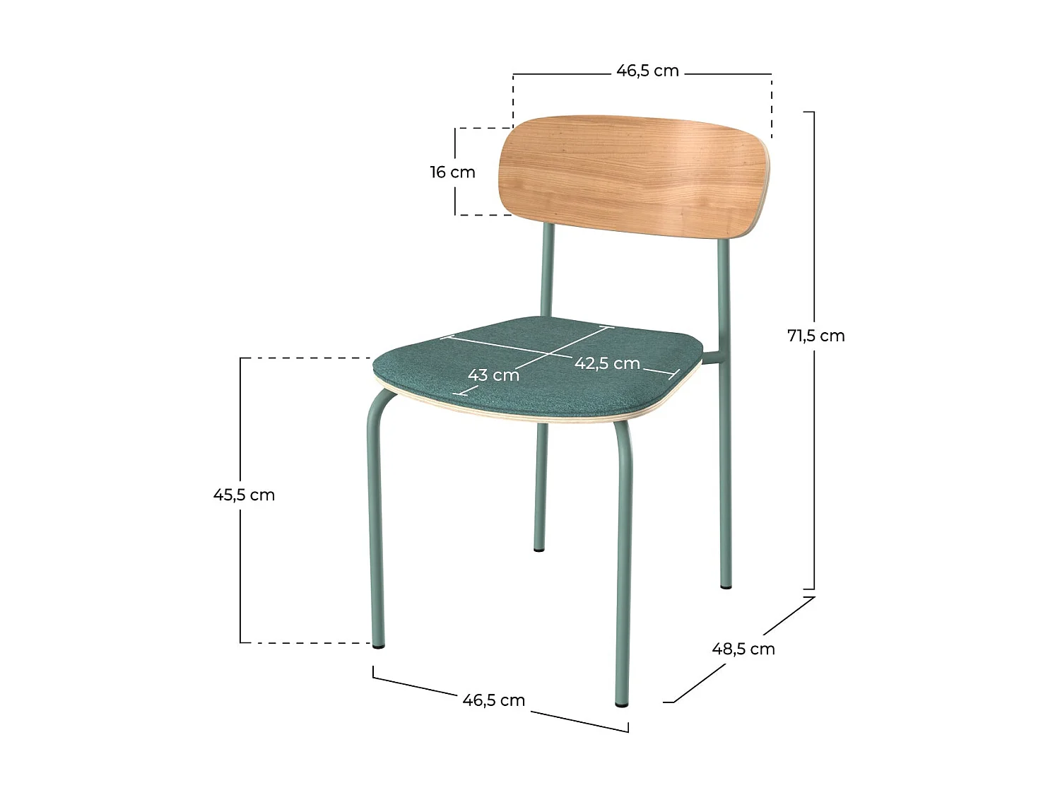 Set di 2 sedie in legno chiaro e tessuto blu pavone - Alba