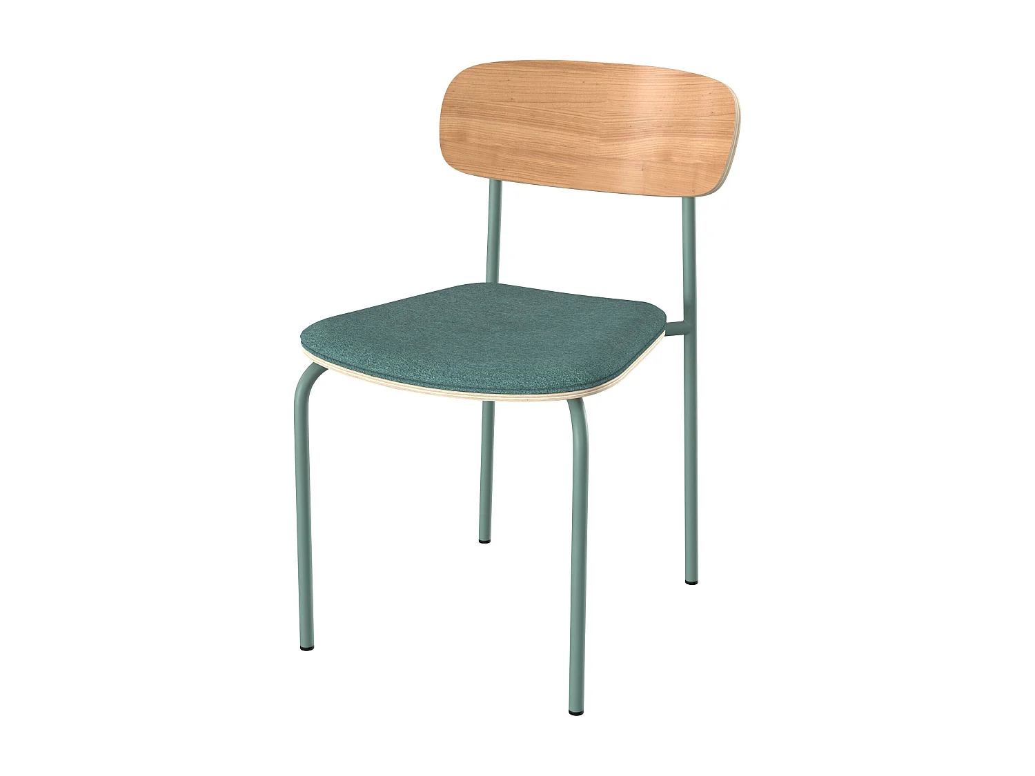 Set di 2 sedie in legno chiaro e tessuto blu pavone - Alba