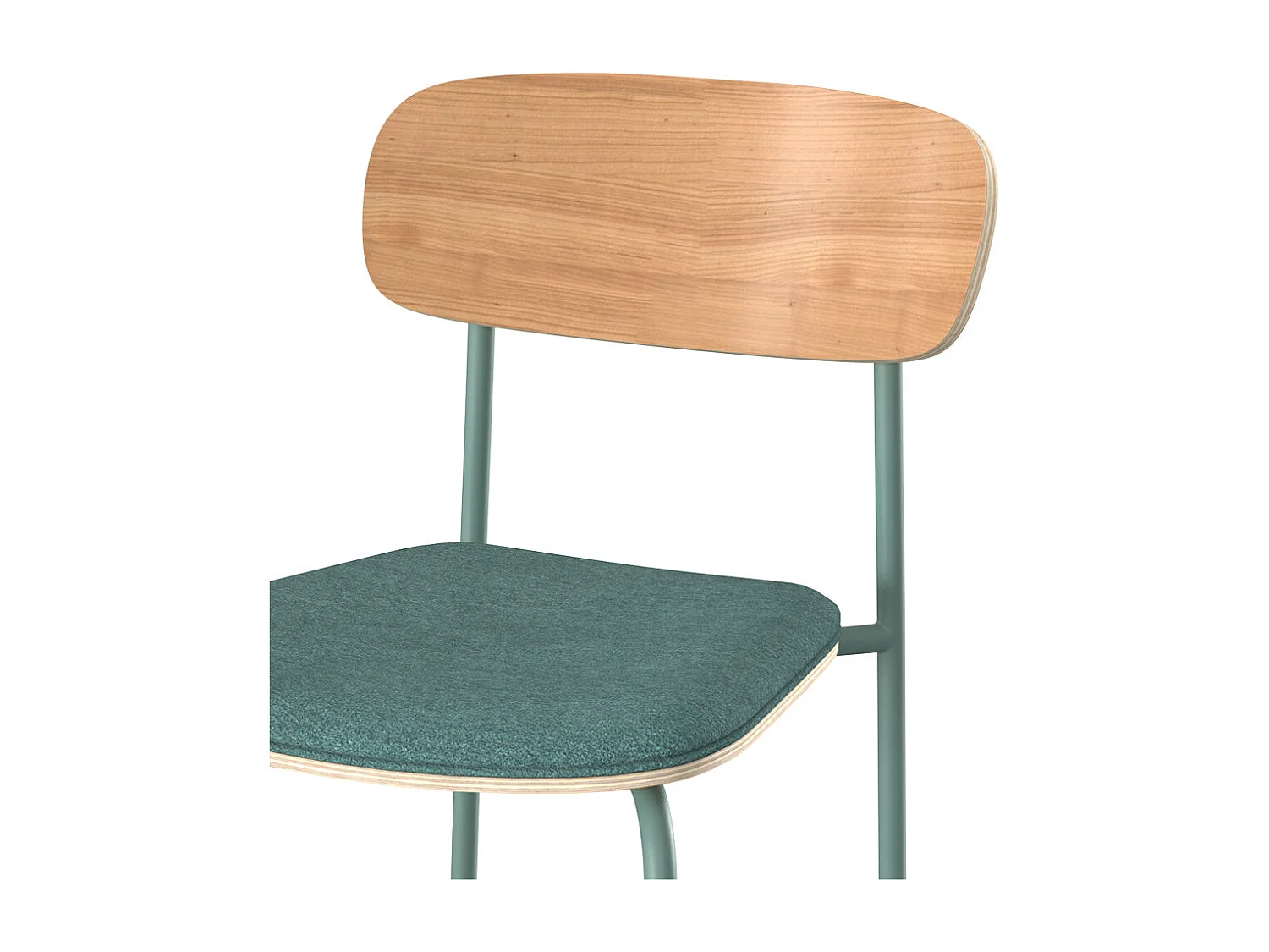 Lot de 2 chaises en bois clair et tissu bleu canard - Alba