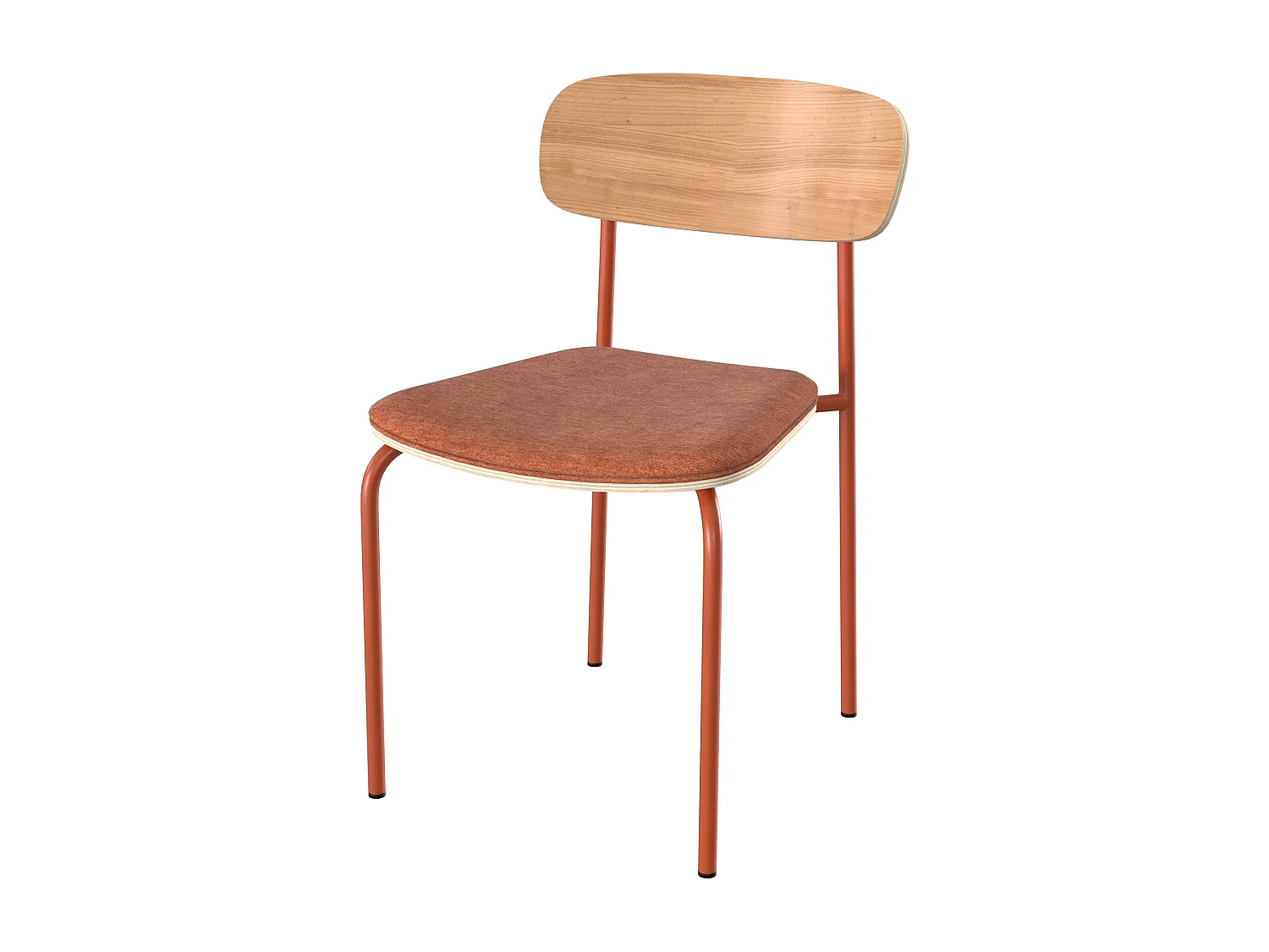 Set di 2 sedie in legno chiaro e tessuto terracotta - Alba