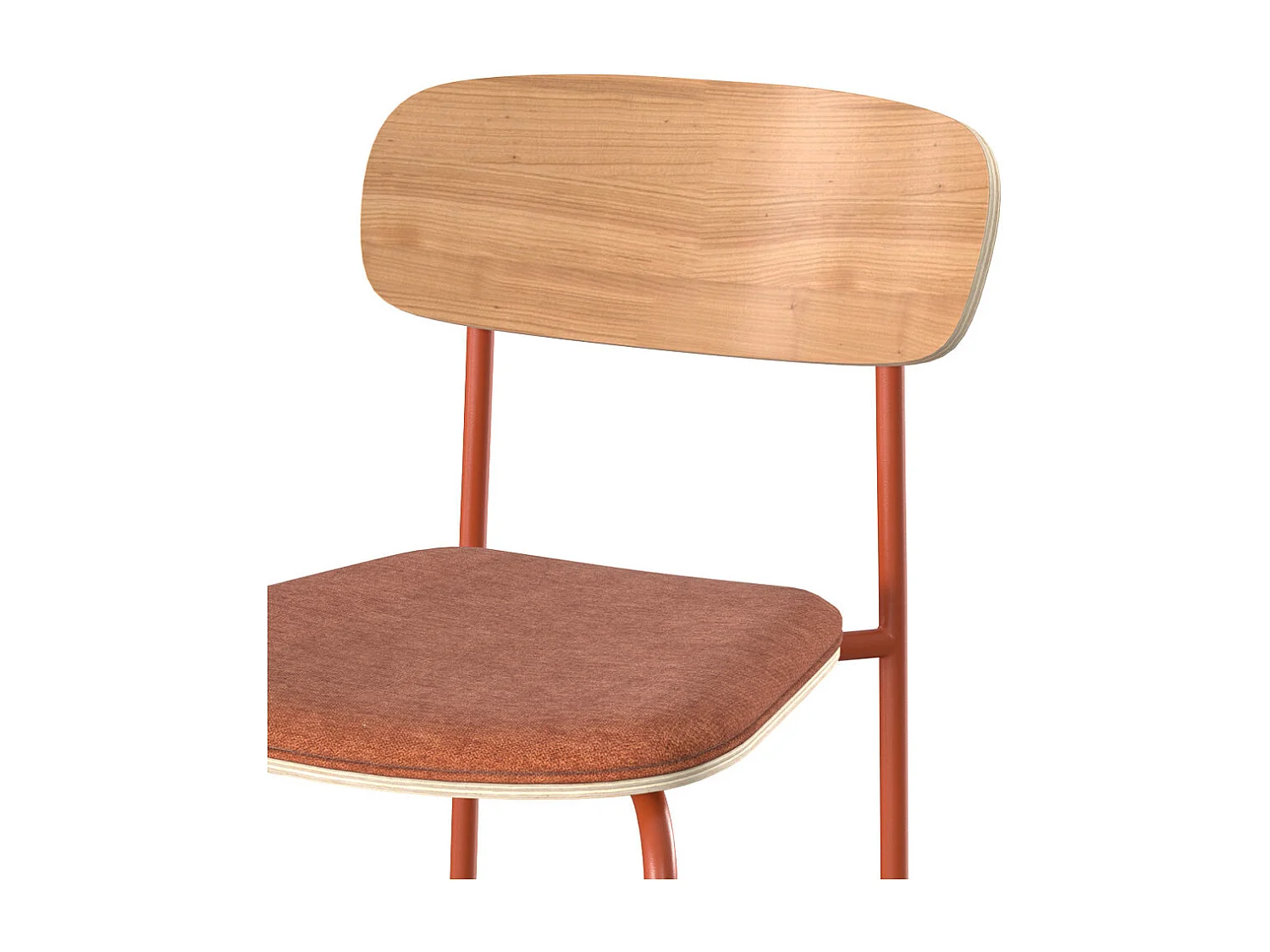 Set di 2 sedie in legno chiaro e tessuto terracotta - Alba