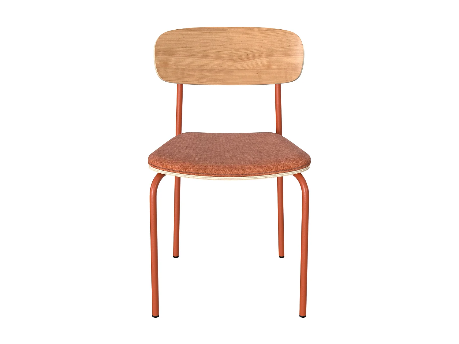 Lot de 2 chaises en bois clair et tissu terracotta - Alba