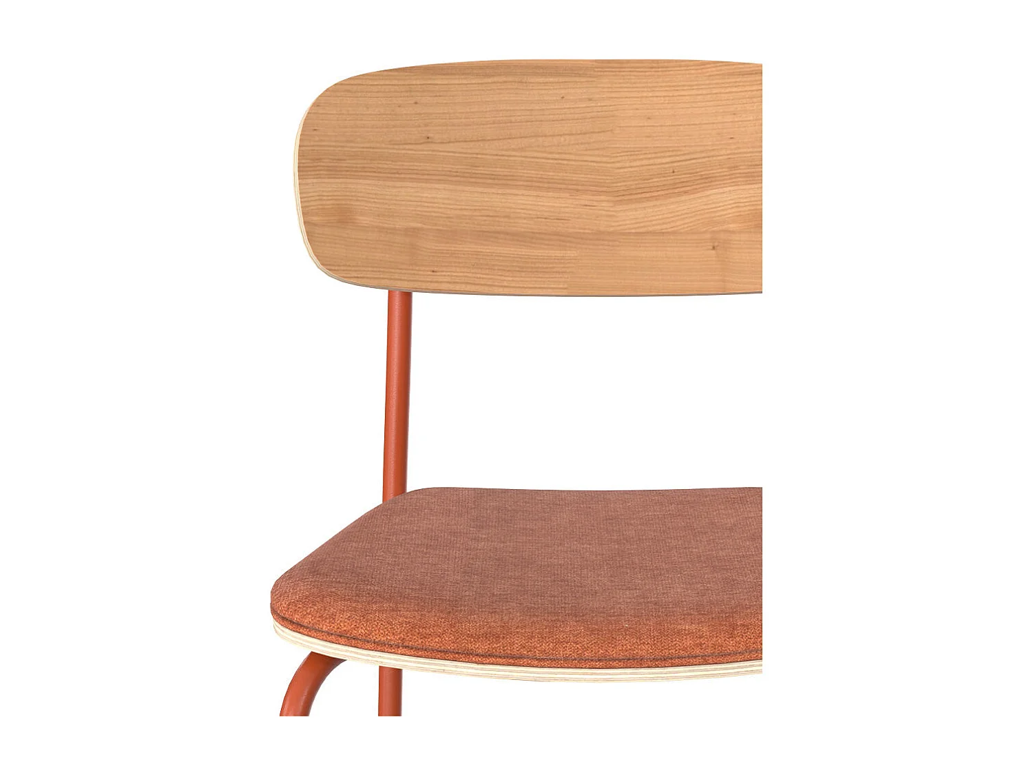 Lot de 2 chaises en bois clair et tissu terracotta - Alba