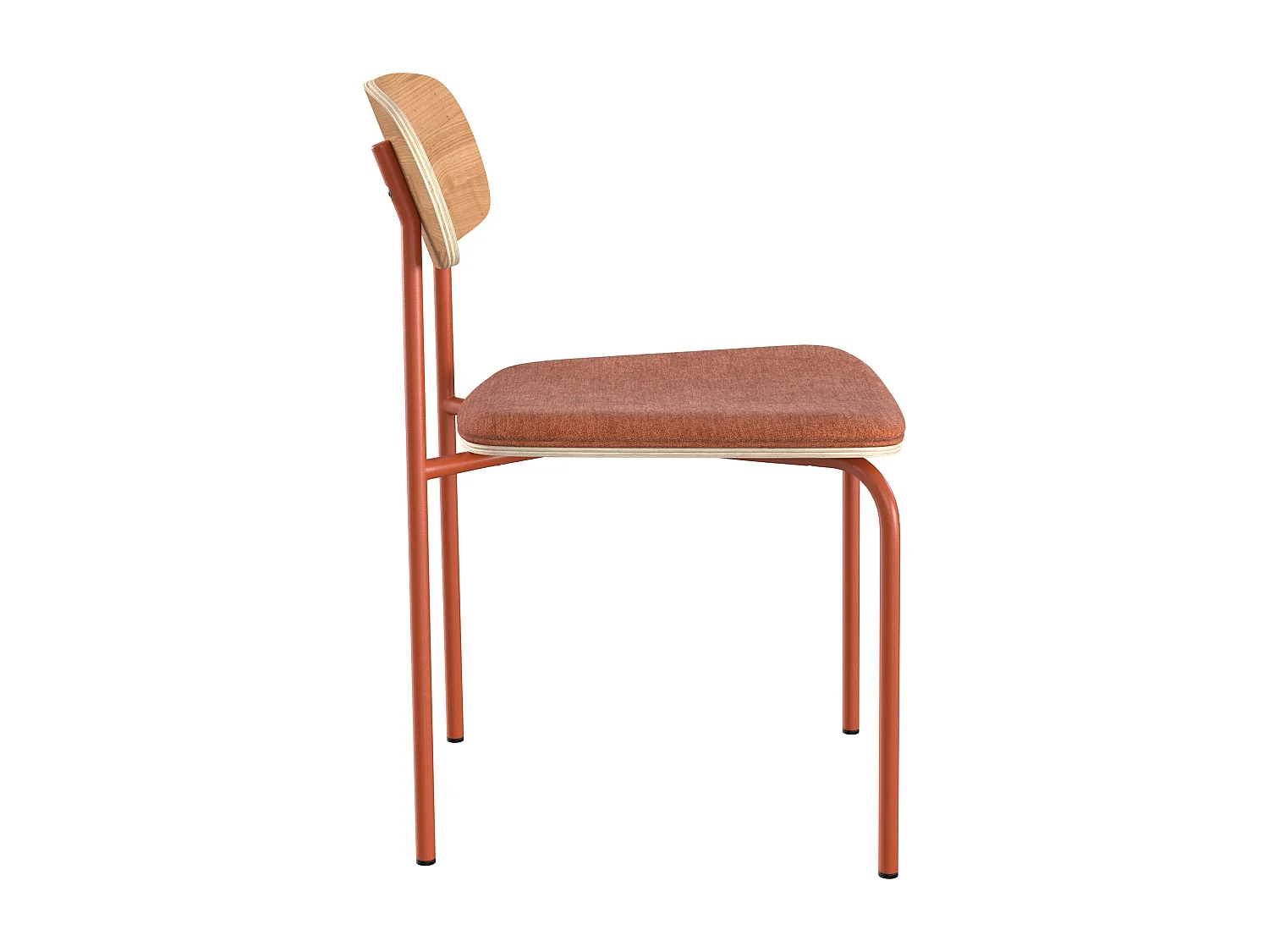 Lot de 2 chaises en bois clair et tissu terracotta - Alba