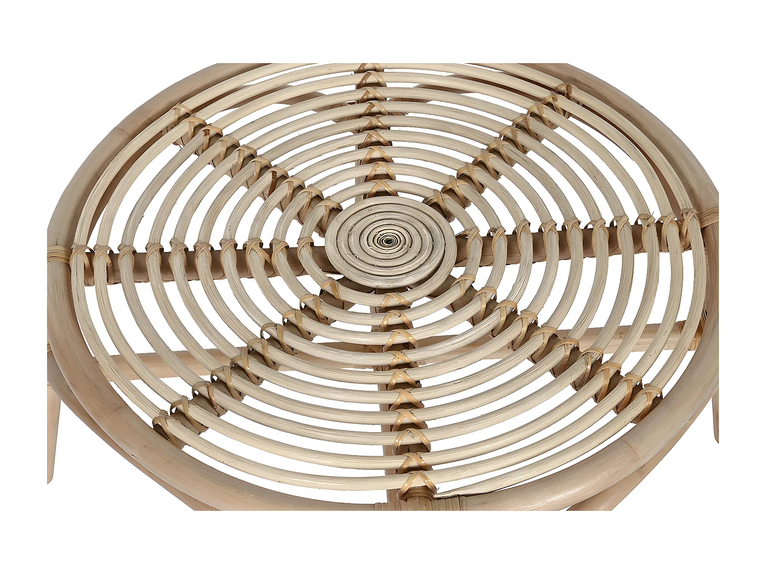 Table d'appoint ronde en bois de rotin coloris naturel - diamètre 65 x Hauteur 36 cm