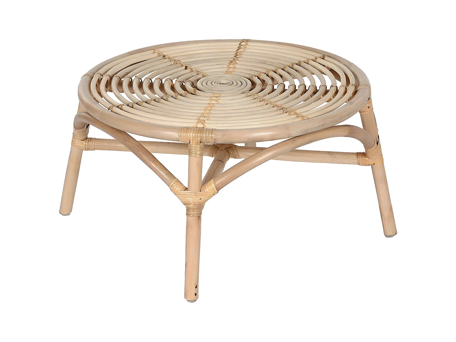 Table d'appoint ronde en bois de rotin coloris naturel - diamètre 65 x Hauteur 36 cm