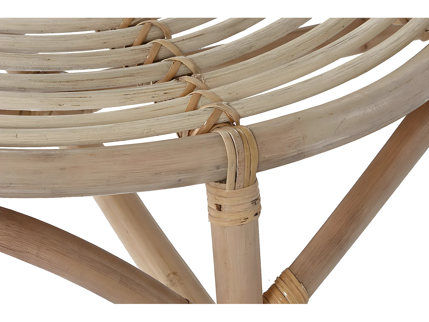 Table d'appoint ronde en bois de rotin coloris naturel - diamètre 65 x Hauteur 36 cm