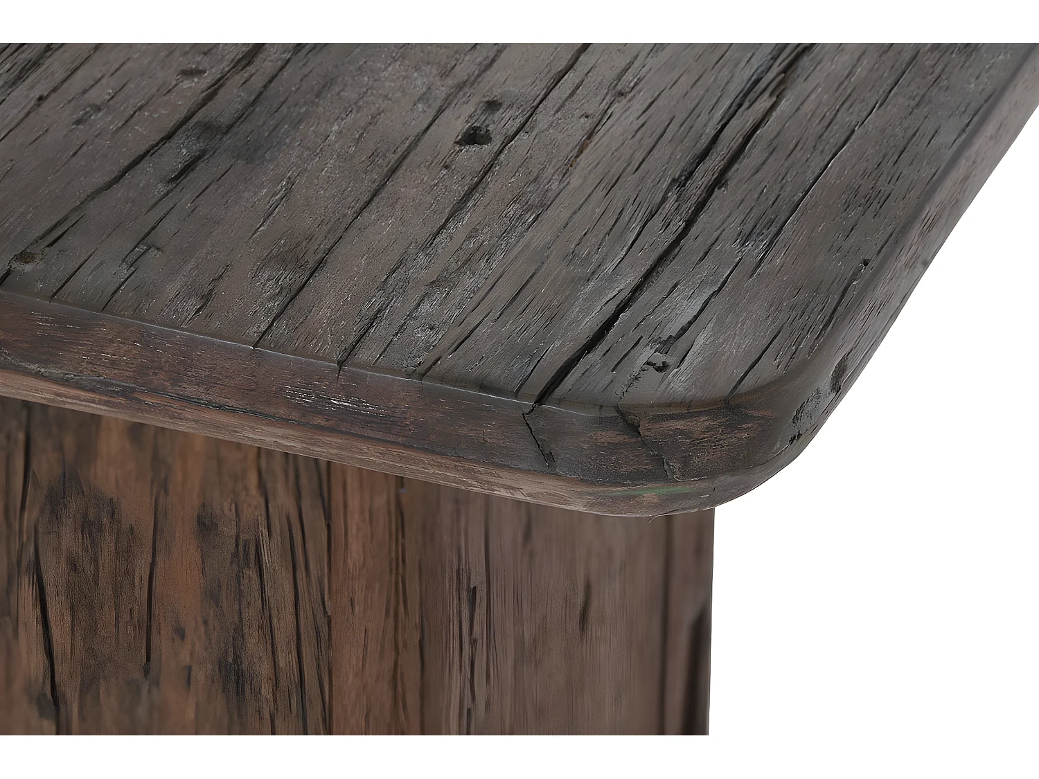 Table d'appoint en bois recyclé coloris naturel - longueur 41 x profondeur 41 x Hauteur  50 cm