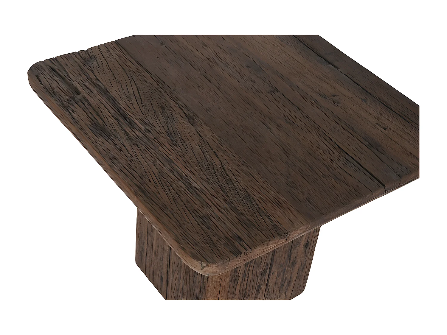 Table d'appoint en bois recyclé coloris naturel - longueur 41 x profondeur 41 x Hauteur  50 cm