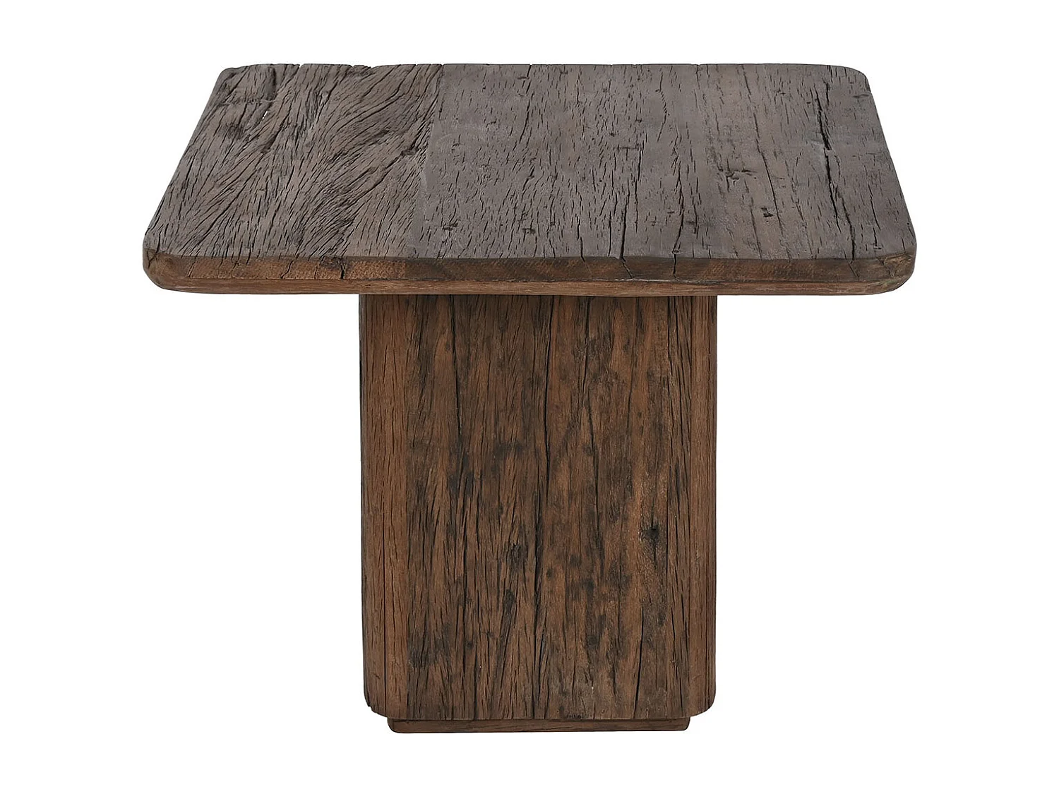 Table d'appoint en bois recyclé coloris naturel - longueur 41 x profondeur 41 x Hauteur  50 cm