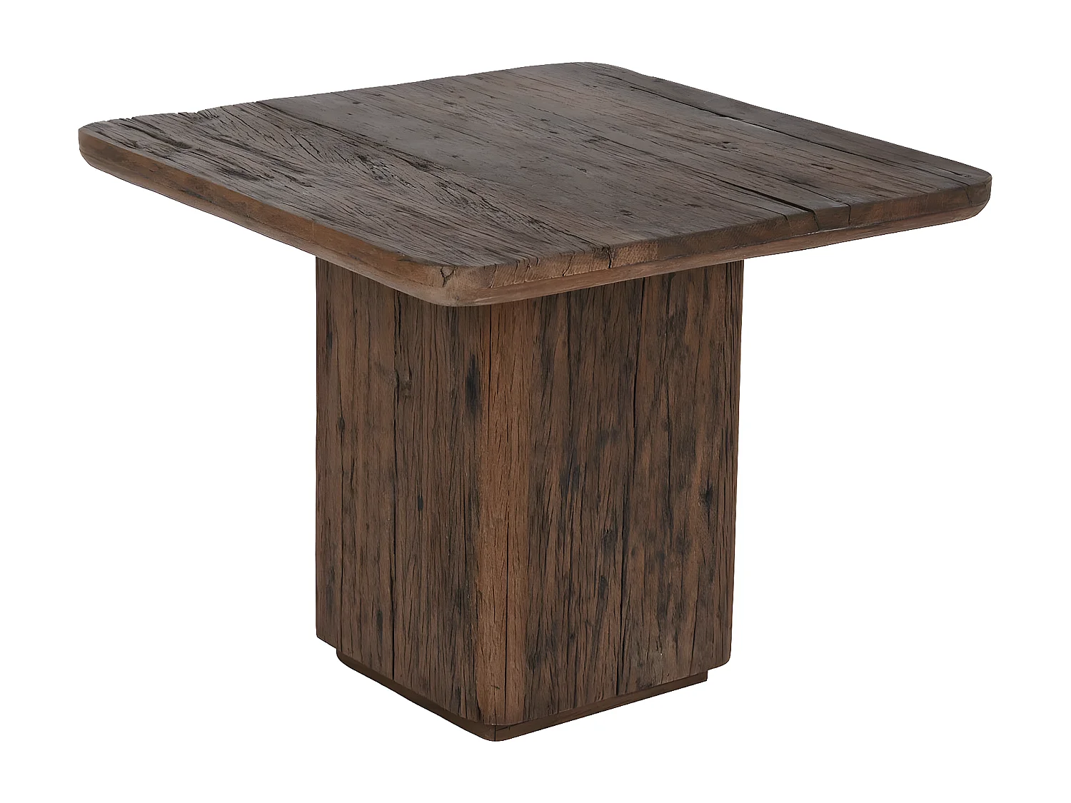 Table d'appoint en bois recyclé coloris naturel - longueur 41 x profondeur 41 x Hauteur  50 cm
