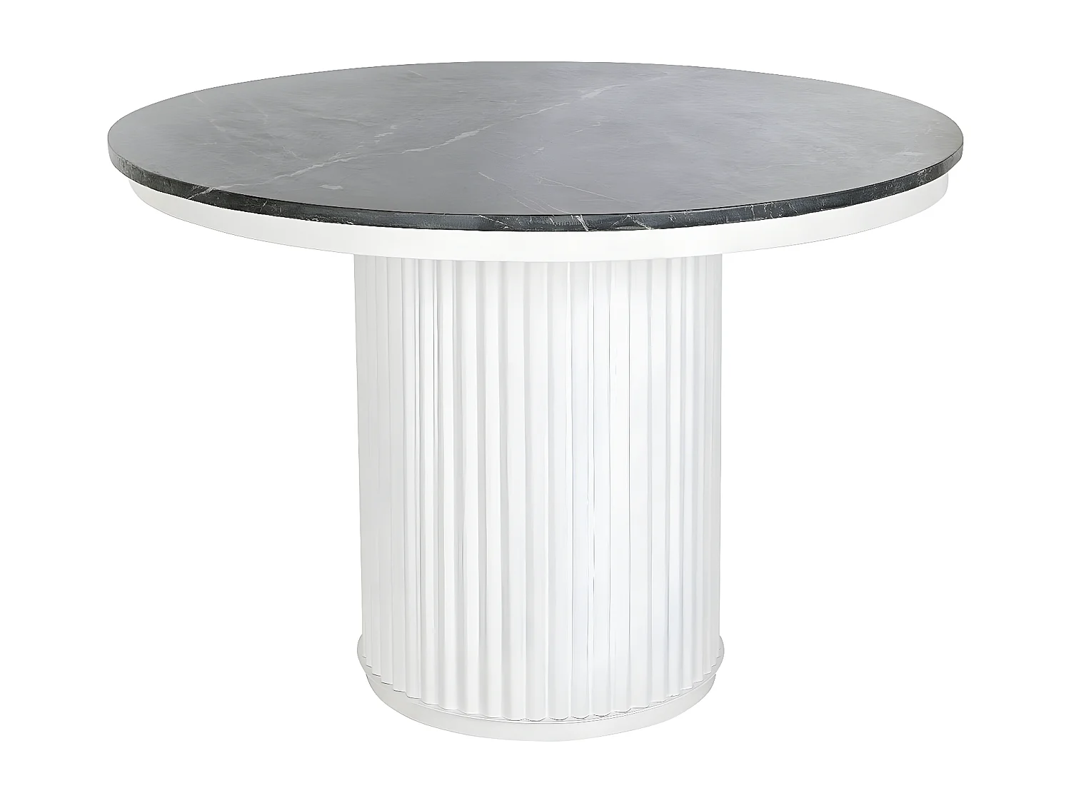 Table d'appoint ronde en marbre noir et métal blanc - diamètre 110 x Hauteur 76  cm