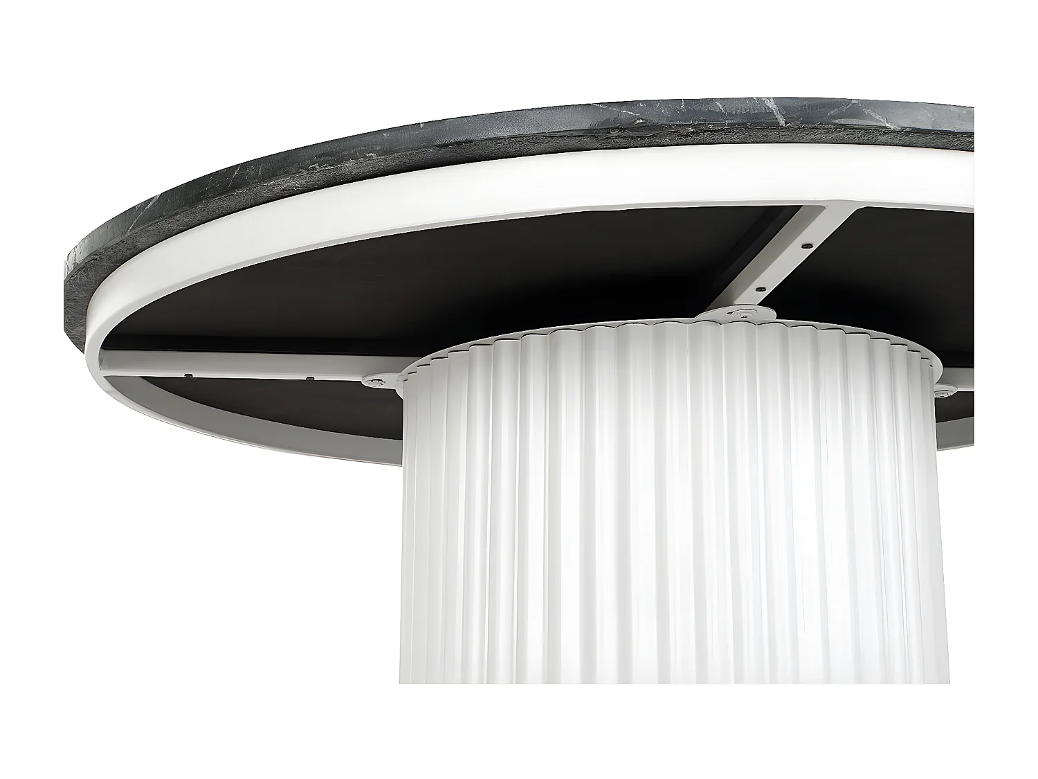 Table d'appoint ronde en marbre noir et métal blanc - diamètre 110 x Hauteur 76  cm