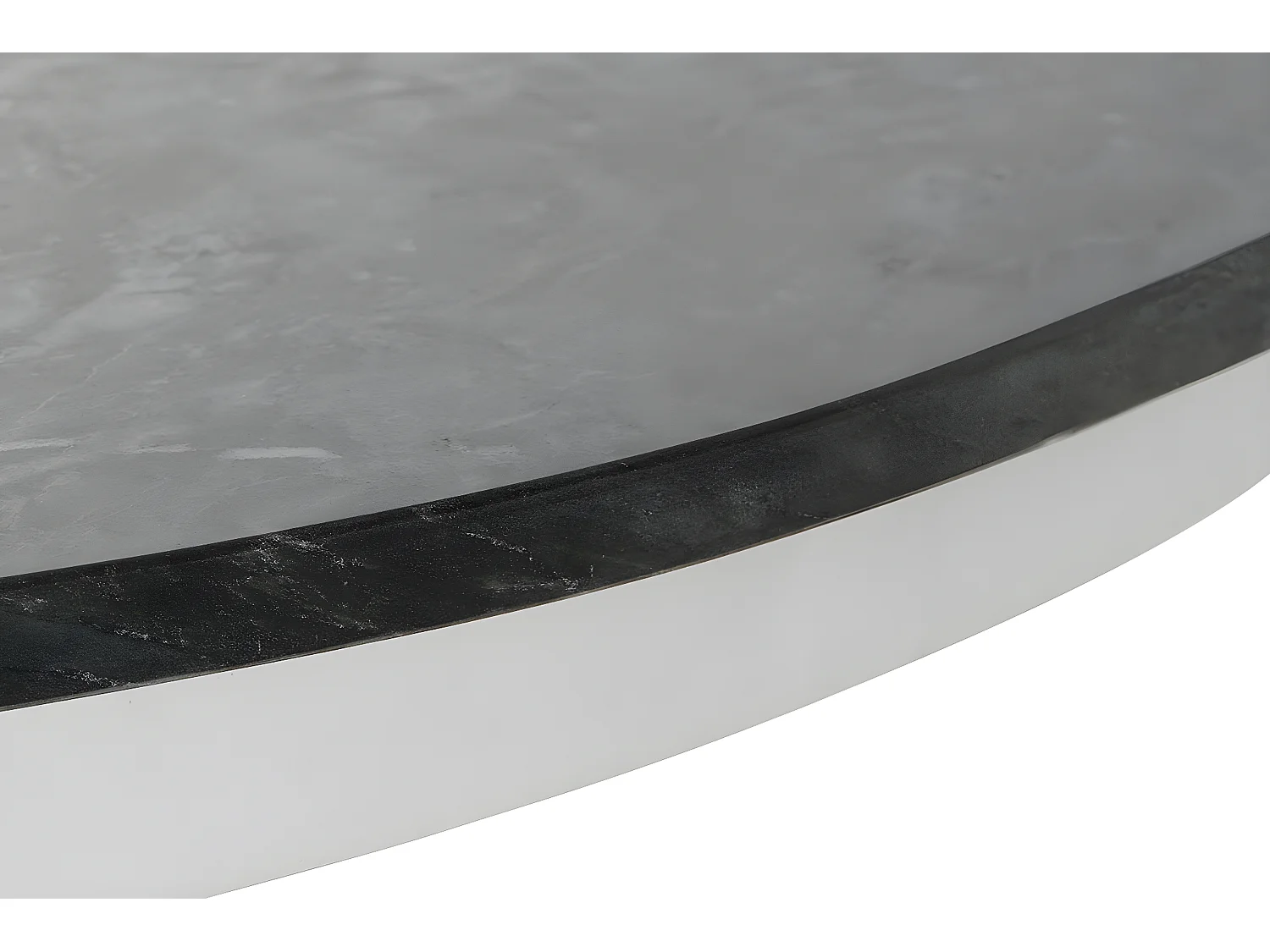 Table d'appoint ronde en marbre noir et métal blanc - diamètre 110 x Hauteur 76  cm