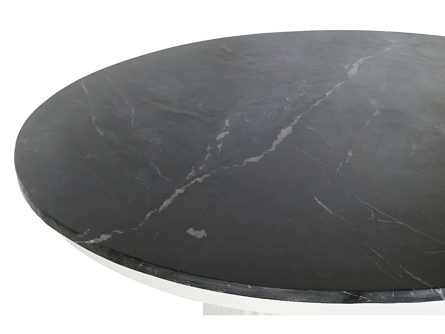 Table d'appoint ronde en marbre noir et métal blanc - diamètre 110 x Hauteur 76  cm