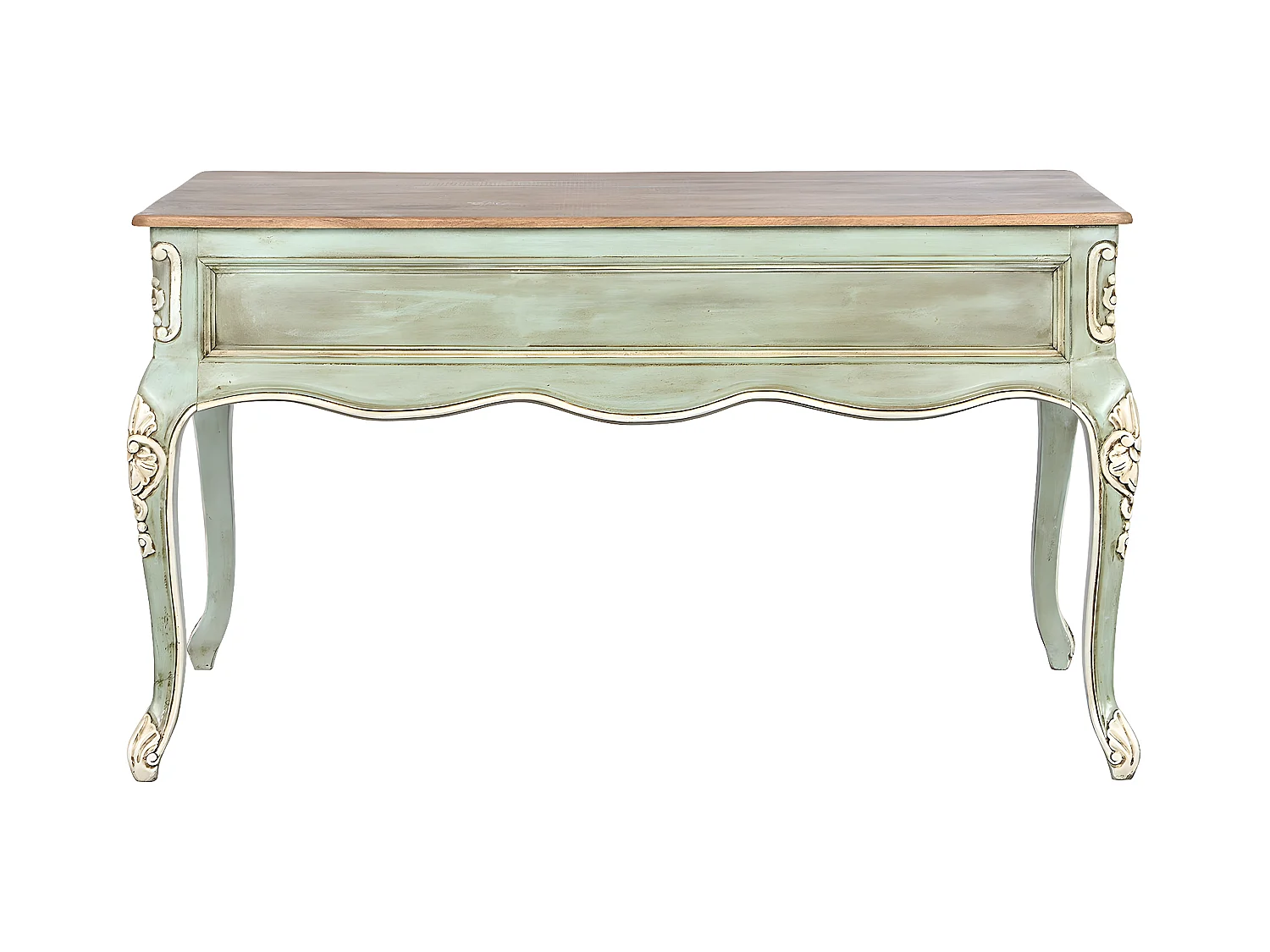 Meuble du bureau, meuble de bureau avec 5 tiroirs en bois coloris vert - longueur 75 x profondeur 133 x Hauteur 68 cm