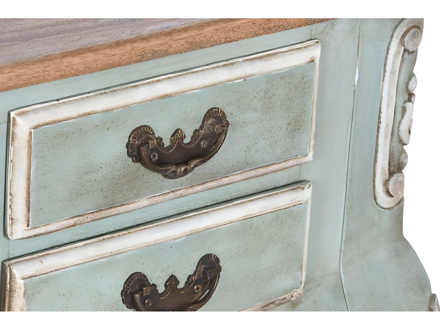 Meuble du bureau, meuble de bureau avec 5 tiroirs en bois coloris vert - longueur 75 x profondeur 133 x Hauteur 68 cm