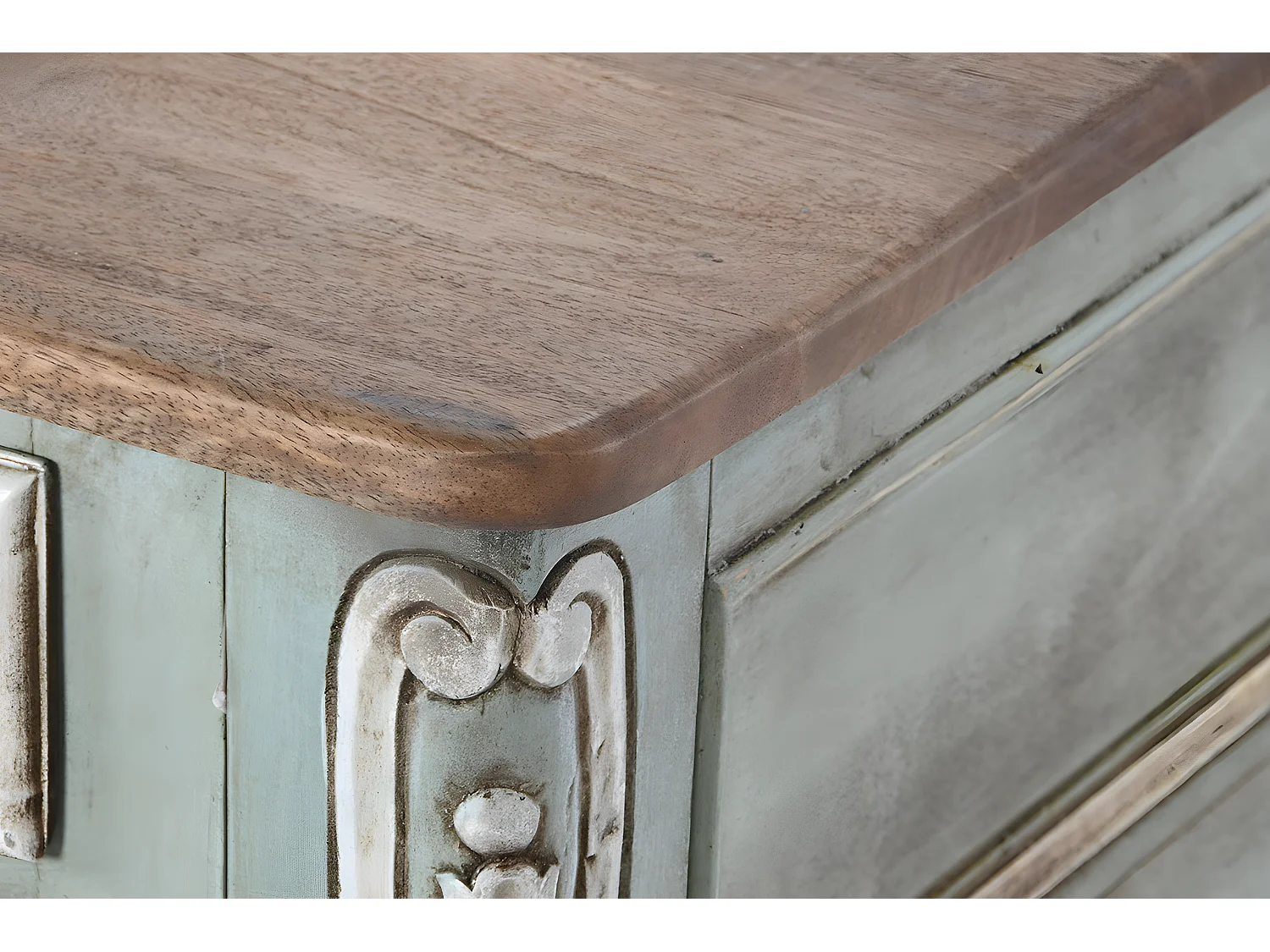 Meuble du bureau, meuble de bureau avec 5 tiroirs en bois coloris vert - longueur 75 x profondeur 133 x Hauteur 68 cm