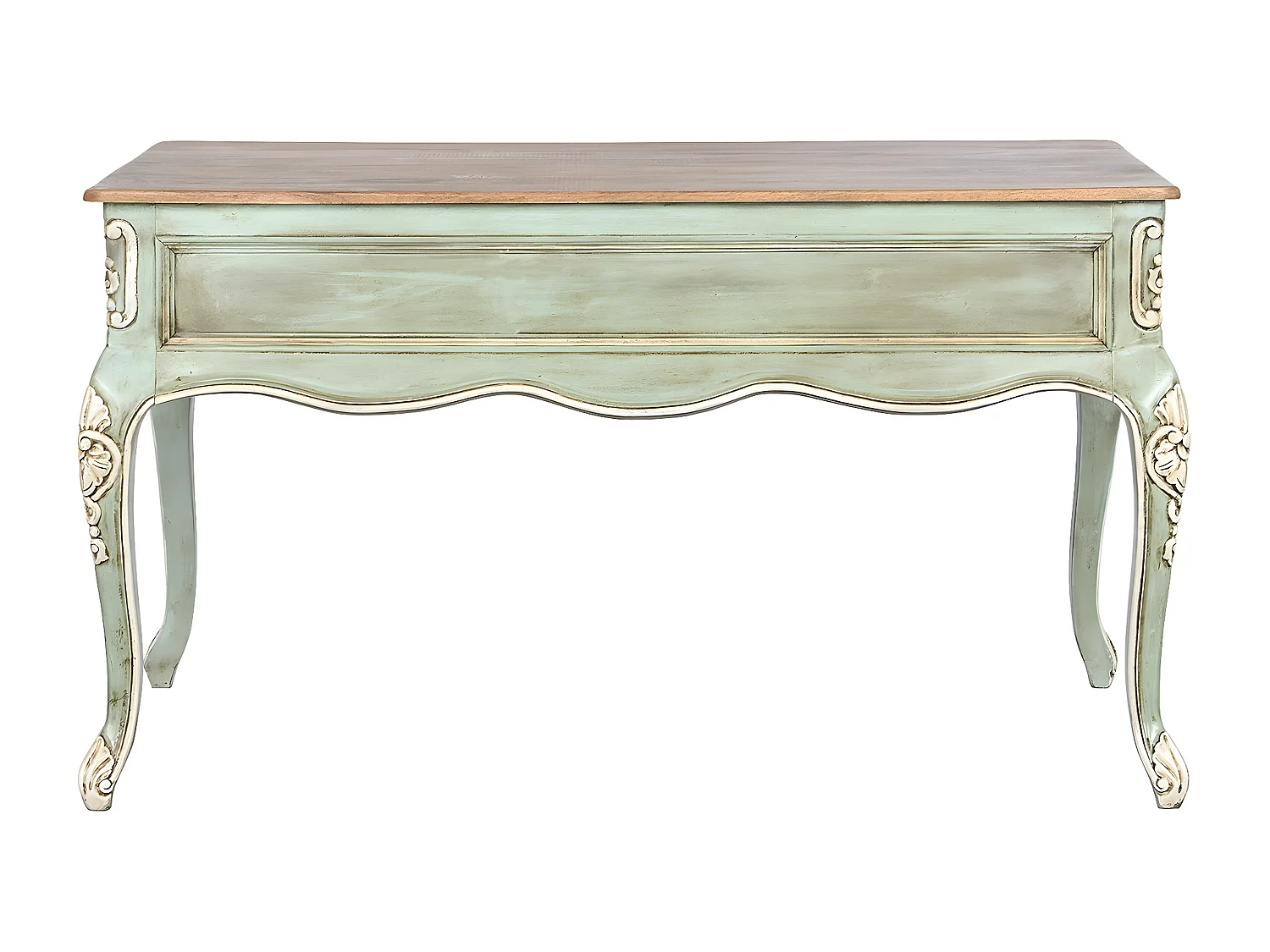 Meuble du bureau, meuble de bureau avec 5 tiroirs en bois coloris vert - longueur 75 x profondeur 133 x Hauteur 68 cm