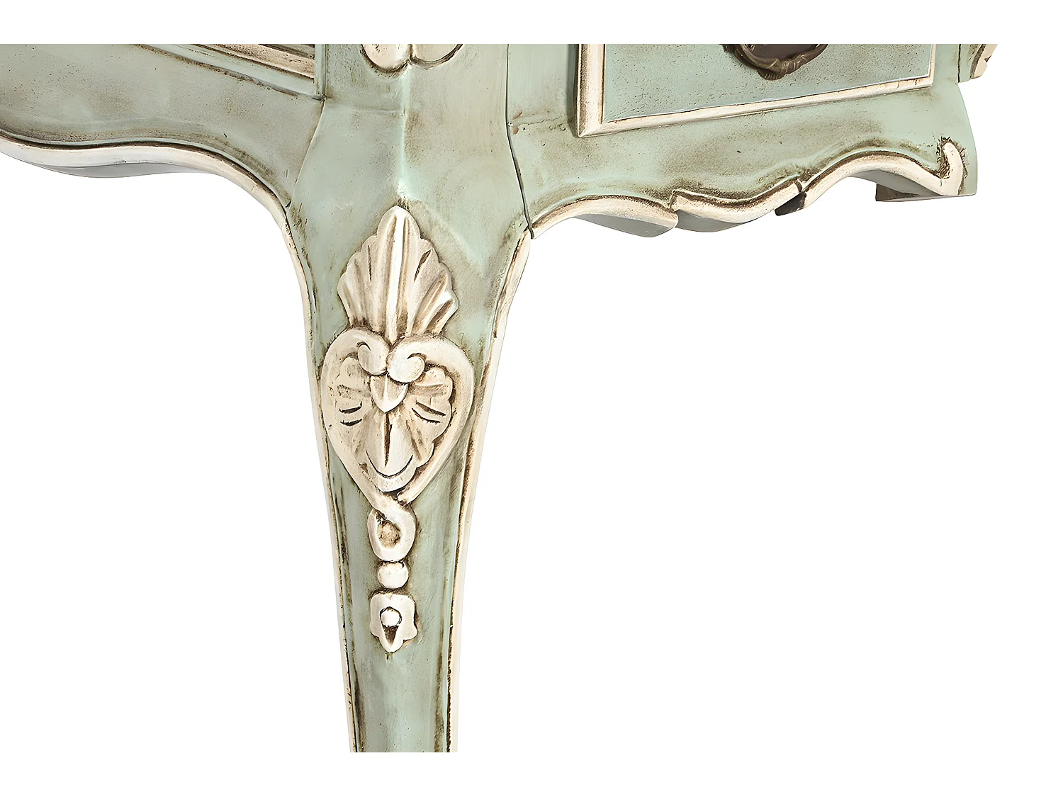 Meuble du bureau, meuble de bureau avec 5 tiroirs en bois coloris vert - longueur 75 x profondeur 133 x Hauteur 68 cm