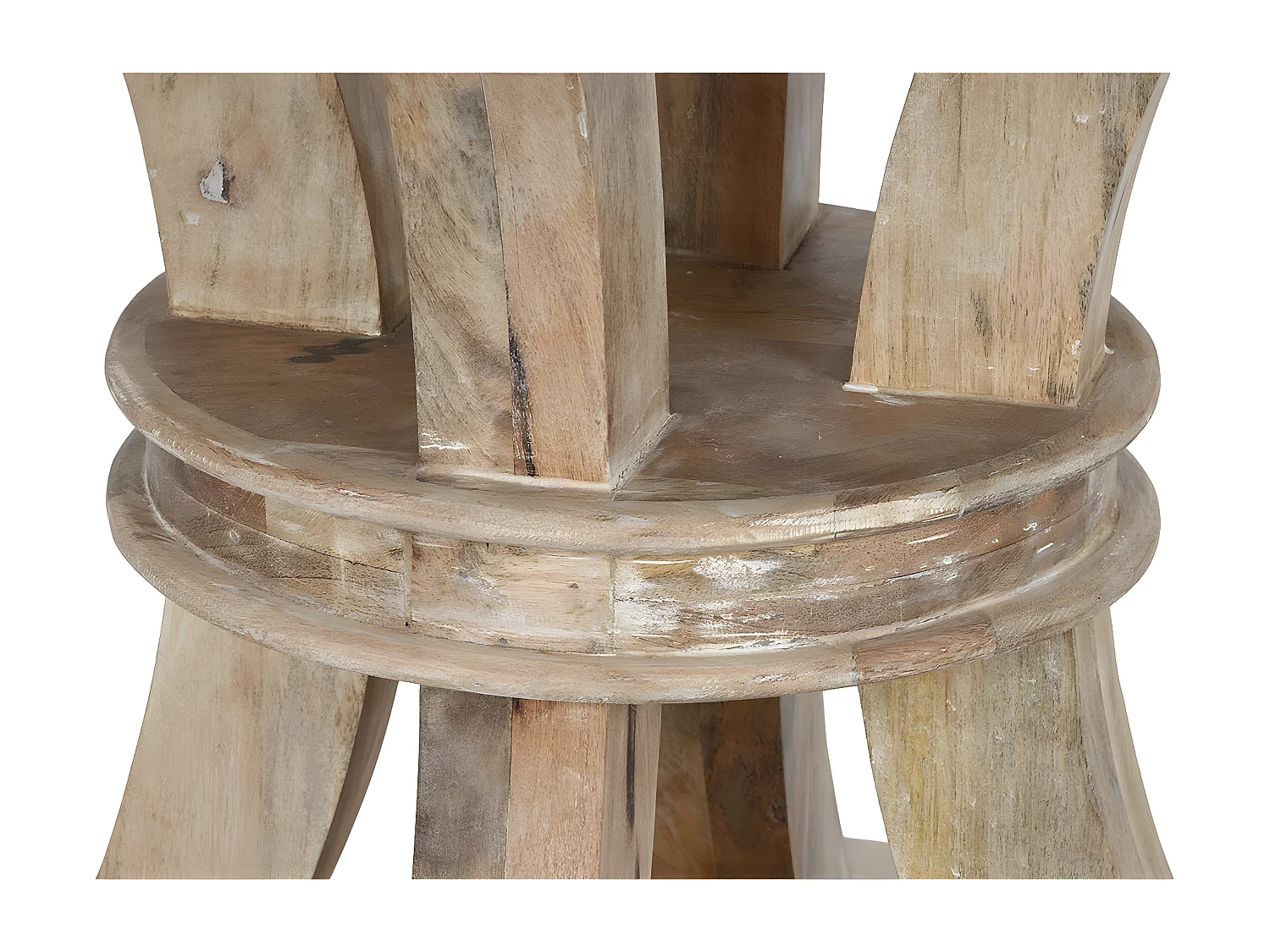 Table de repas, table à manger ronde en bois de manguier coloris naturel - diamètre 150 x Hauteur 76 cm
