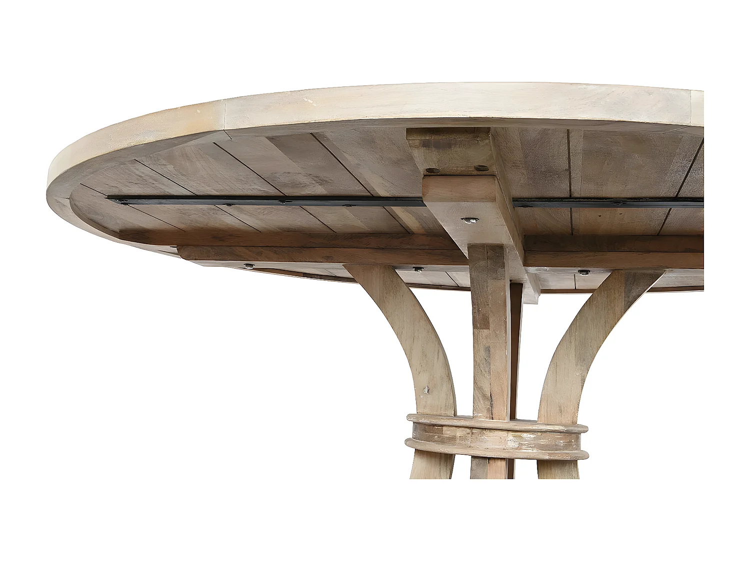 Table de repas, table à manger ronde en bois de manguier coloris naturel - diamètre 150 x Hauteur 76 cm