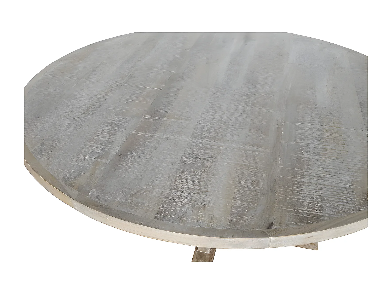 Table de repas, table à manger ronde en bois de manguier coloris naturel - diamètre 150 x Hauteur 76 cm