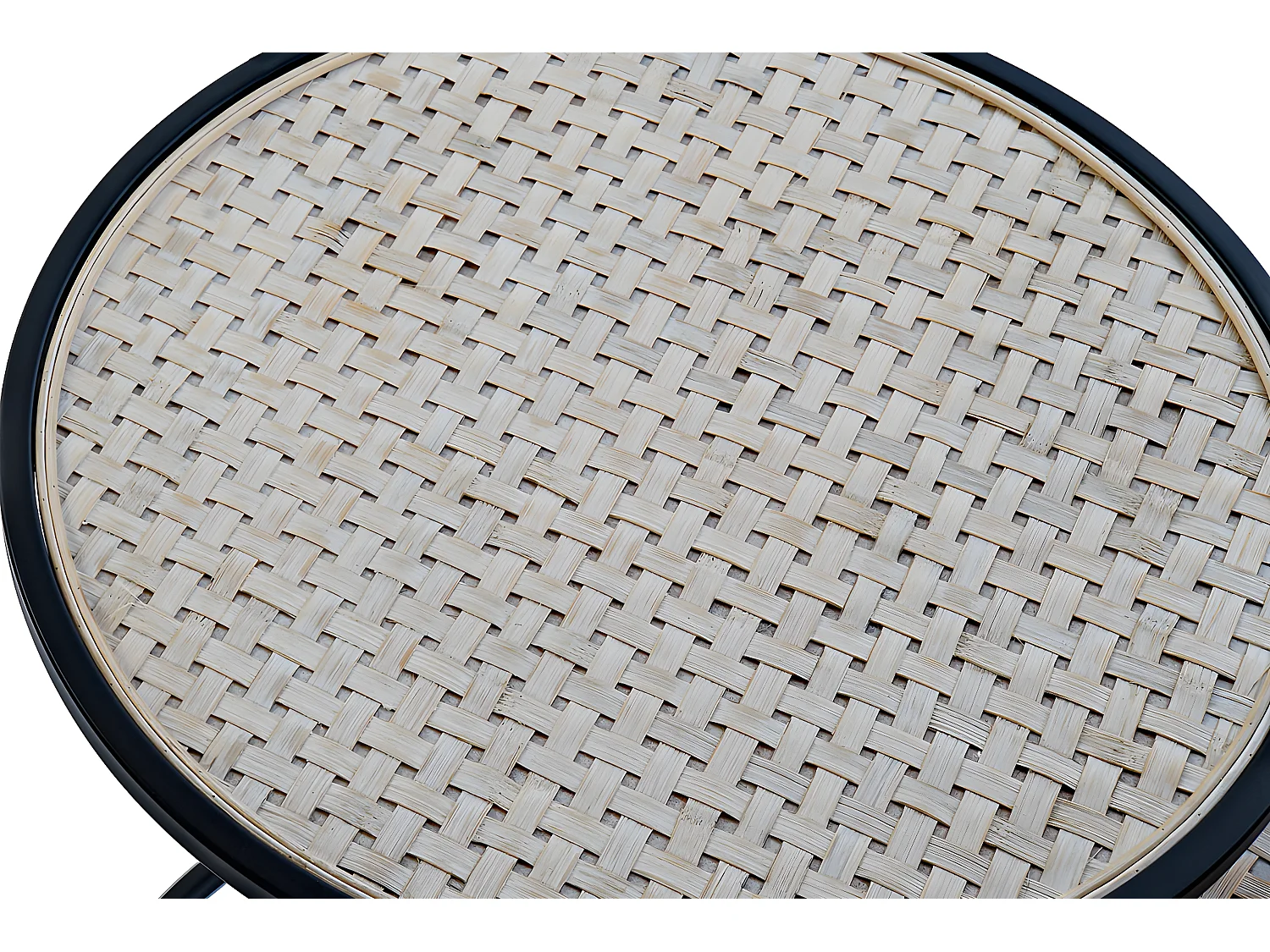 Lot de 2 tables d'appoint en bambou naturel et métal coloris noir