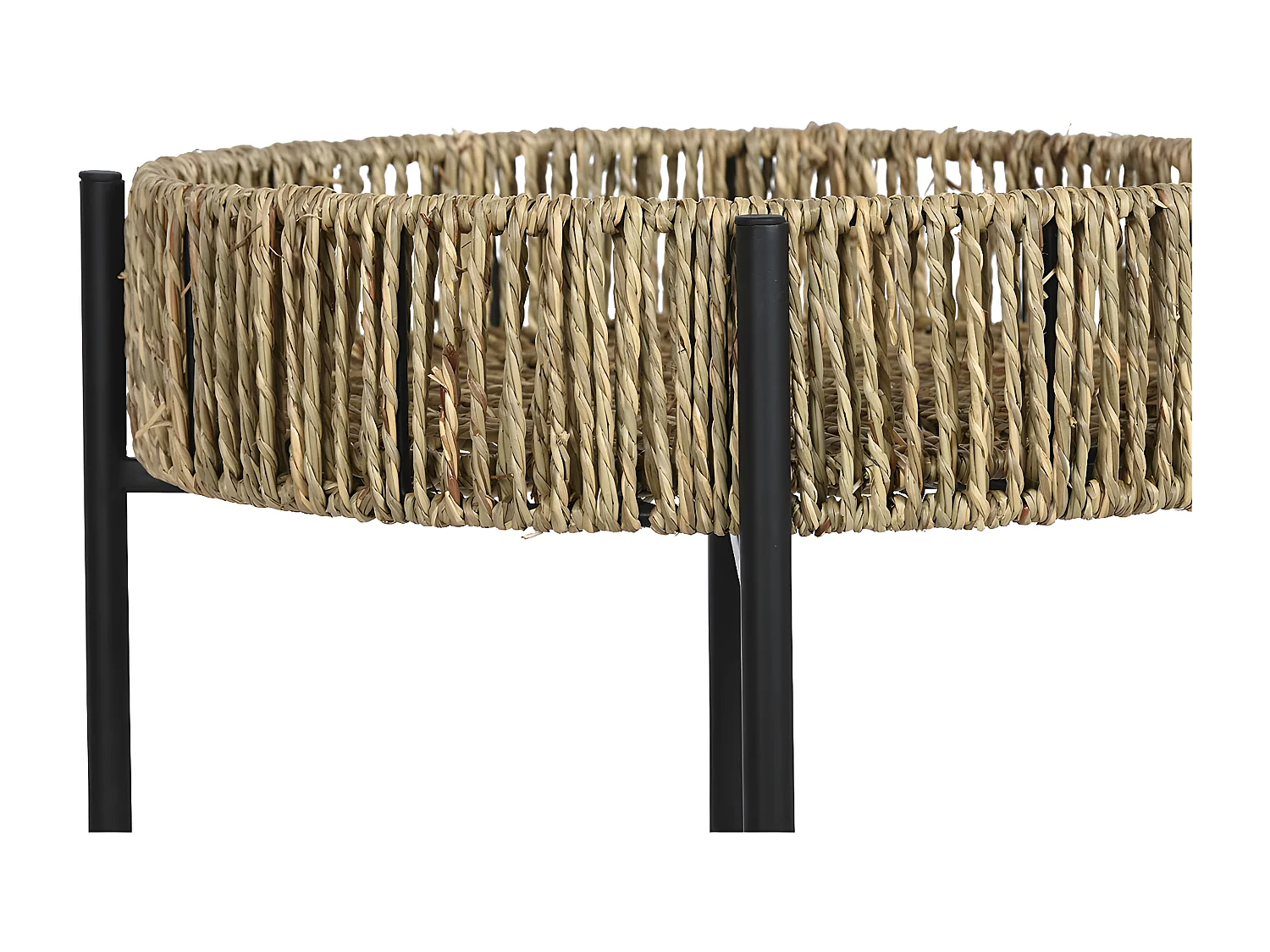 Lot de 3 tables d'appoints rondes en bois naturel et métal noir