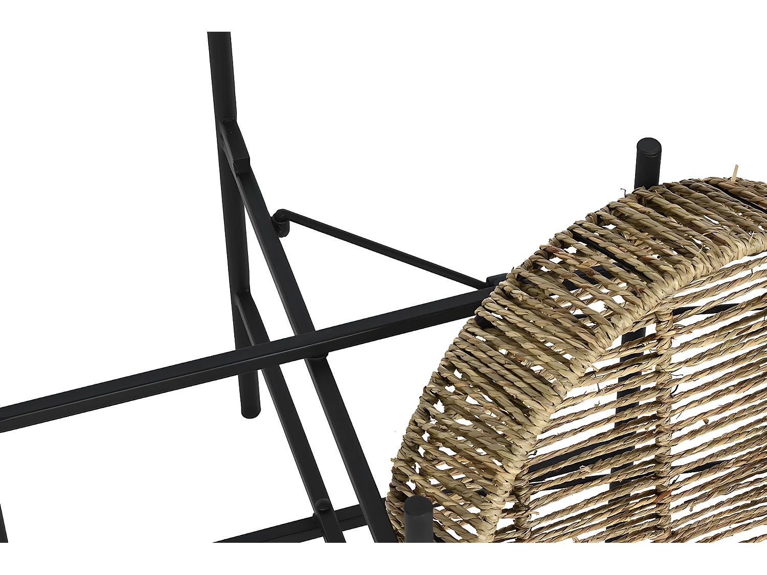 Lot de 3 tables d'appoints rondes en bois naturel et métal noir