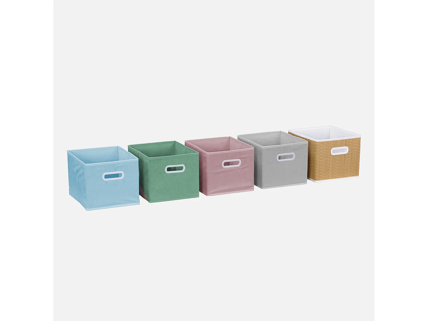 Contenitore per bambini con 4 cestini in velluto, verde