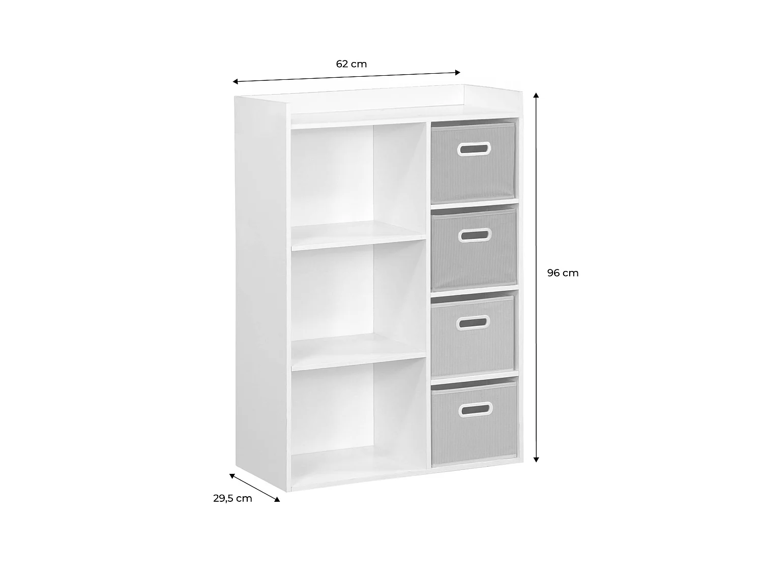 Mueble infantil con 4 cestas de terciopelo verde