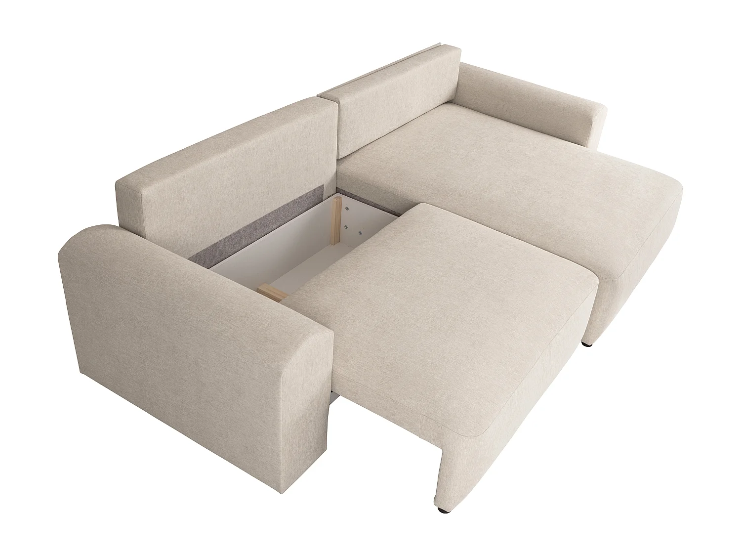 Vändbar bäddsoffa i beige tyg ILANOR